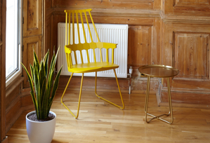 yellow chair in cart